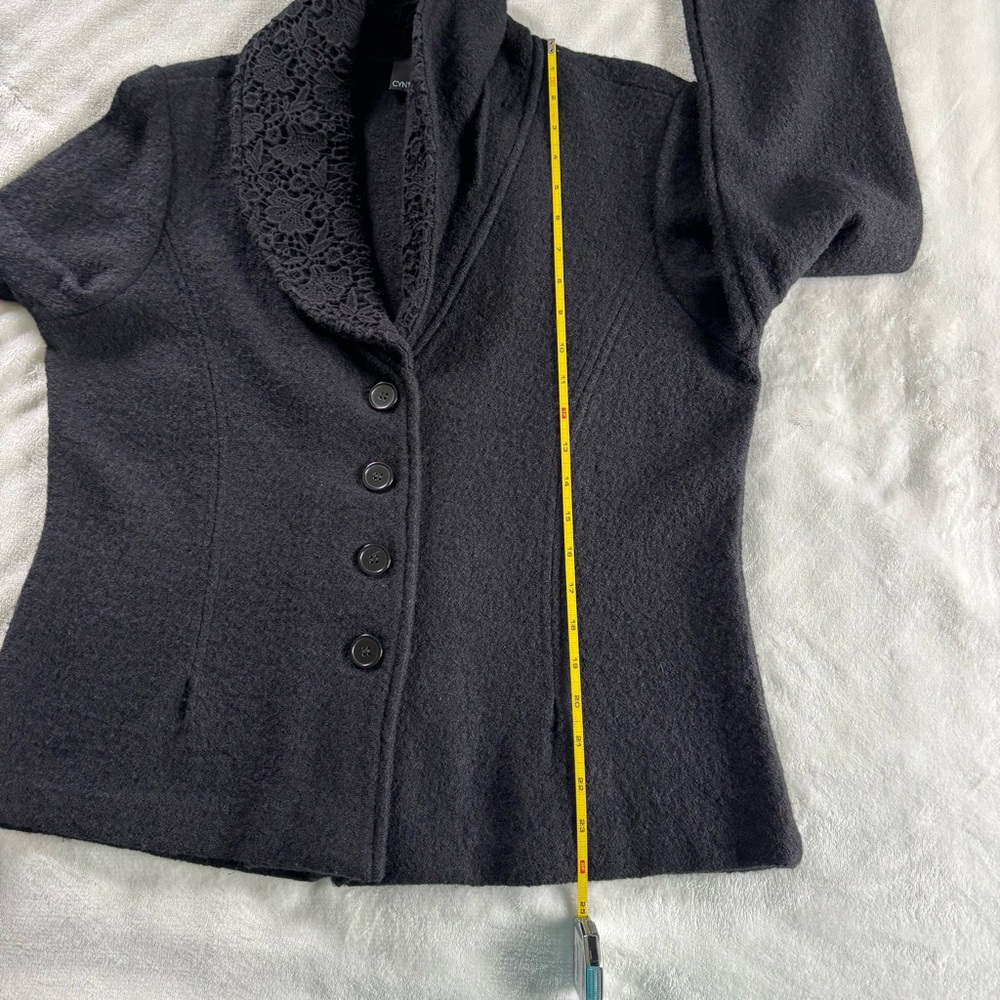 Cynthia Rowley Lace Collar Black Wool Jacket - Picture 10 of 12